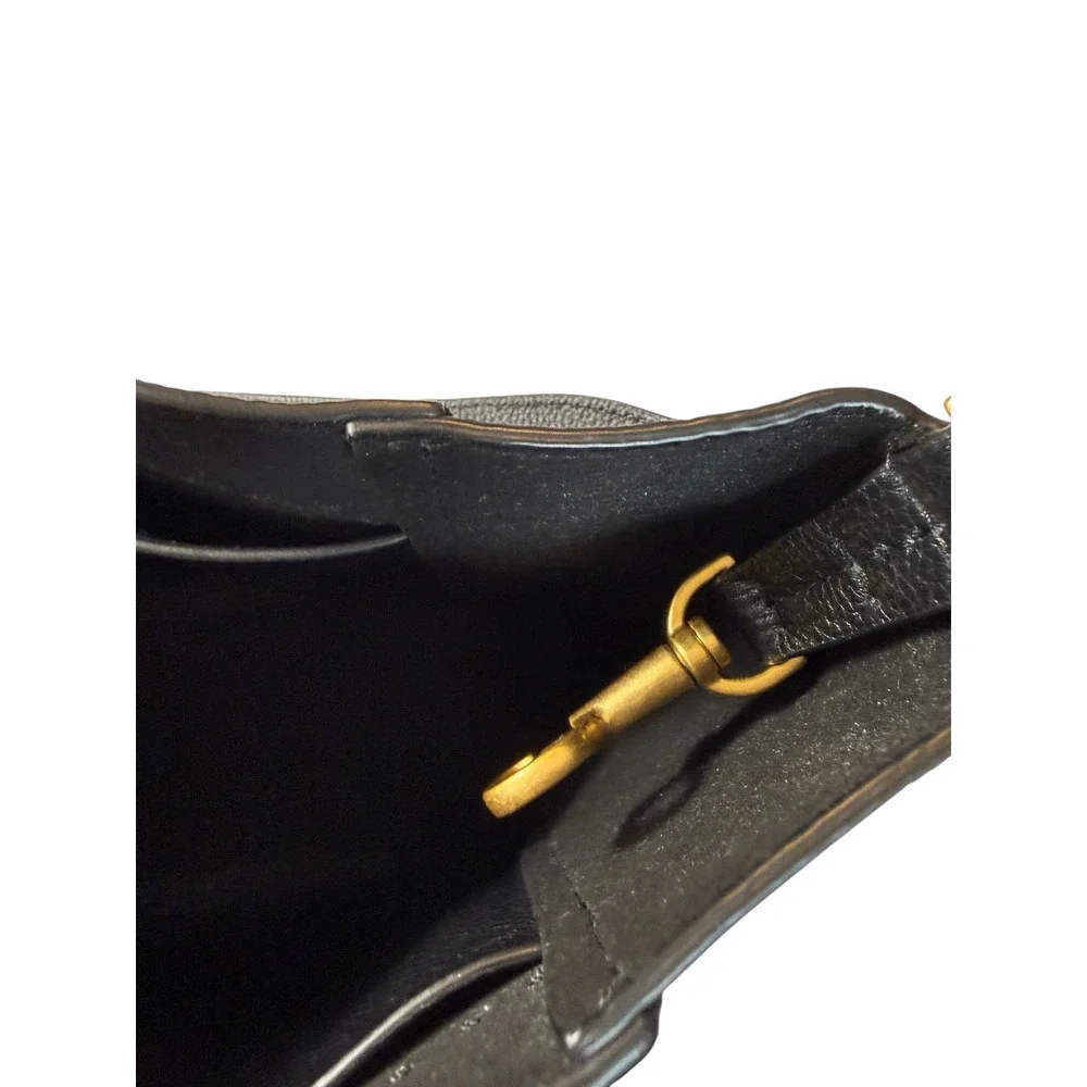 Tory Burch McGraw Small Bucket Bag Black Pebbled Leather Gold Hardware Handbag